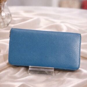 Louis Vuitton Blue Pebbled Leather Zip Around Wallet | Authentic | Rare Color